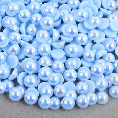 China Flatback 2 half 4 6 8 10 12 14mm light sapphire ab pearl stickers glue on Crystal Stones Flatback Round Pearls for decoration for sale