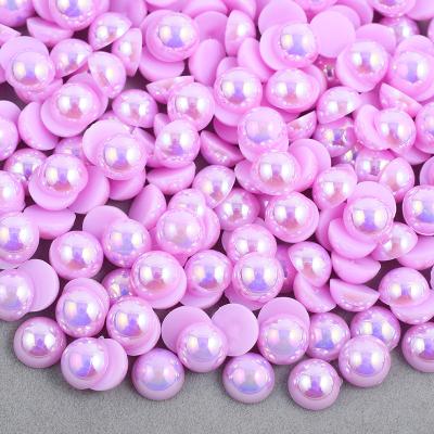 China Flatback 4 Stone Applique Rhinestone Amethyst ab Rhinestone Round Bead 6 8 10 12mm Lightweight Flatback Half Bead For Decoration for sale