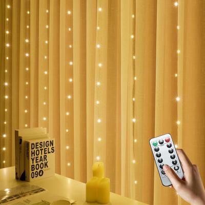 China New 3*3m Amazon LED Lantern Decoration Copper Wire Lantern Curtain Christmas Light Eight-function USB Remote Control Lantern String for sale