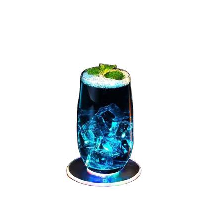 China Europe and America LED Instant Cocktail Light Base Cup Light Transparent Crystal Sticker Luminous Ultra-thin Colorful Bar Coaster for sale