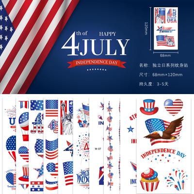 China Custom Wholesale Independence Day Flag Tattoo Sticker Party Temporary American Temporary Tattoo Sticker for sale