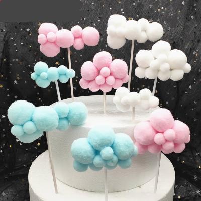 China INS Cloud Cake Decorating Insert Card Hair Ball Plug-in Cake Topper Small for sale