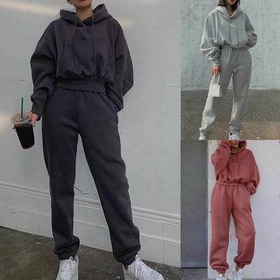 China Factory Women Anti-Shrink Tracksuit 2 Pieces Set Hoodies And Sporty Pants Fits Casual Pullover Sweatsuit Women for sale