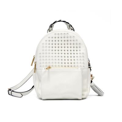 China No Stylish White PU Backpack For Ladies School Sports Backpack for sale