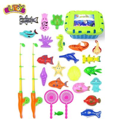 China Fishing Game Set 2020 Hot Sale Summer Toy Kid Fishing Game Set Toys With 26PCS Magnetic Plastic Fishing Rod for sale