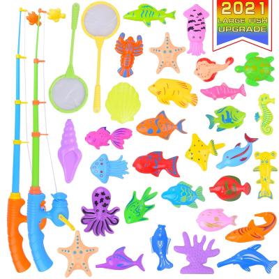 China Children Fishing Game 2021 Funny Magnetic Fishing Toy Game Play Toy Fishing Bath Toy For Kids With Pond for sale