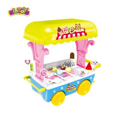 China 2021 hot sale plastic pretend play toy kitchen toy ice cream toy for kids with light and music for sale