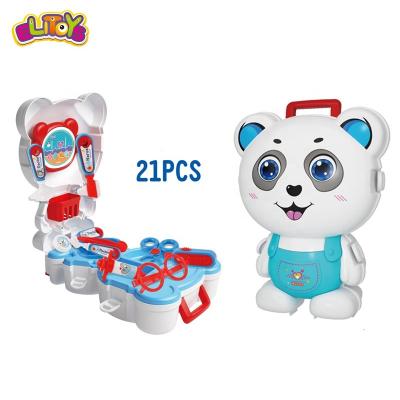 China 2020 Plastic Pretend Play Toys Set Toy 2 In 1 Panda BackPack Handbag Doctor Sets Kids Toys for sale