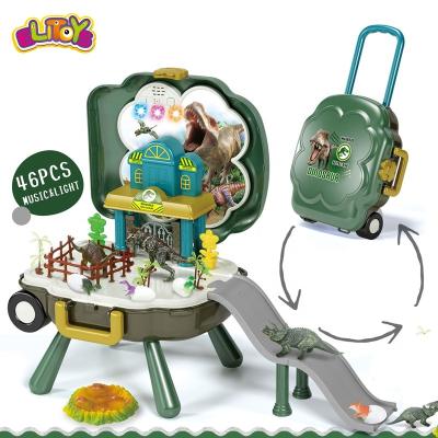 China 3 in 1 Portable Dinosaur World Suitcase Suit Parking Toy With Light and Music 74*34.5*116cm for sale