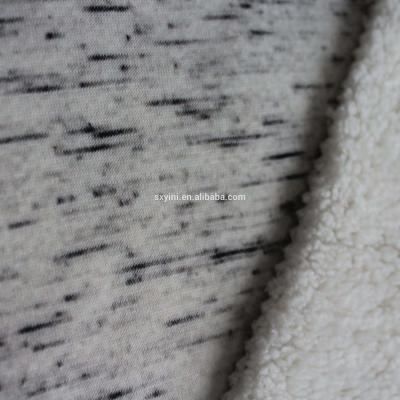 China Antistatic 100% Polyester Space Dyed Plain Jersey Bonded Sherpa Knitted Fabric For Jacket for sale