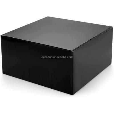 China OKCARTON Recyclable Luxury Black Packaging Paper Boxes Clothing Gift Shoes Accessories for sale