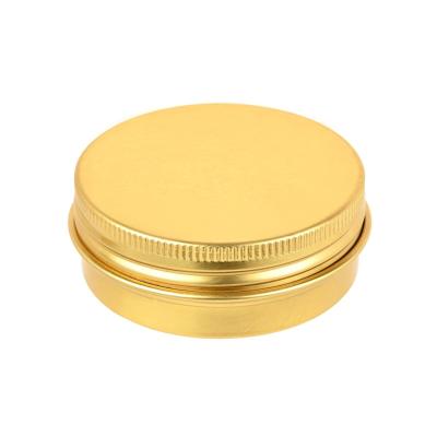 China OKCARTON 1oz 30ml Cosmetic Gold Metal Tin Round Containers Jars Travel Aluminum Storage For Lip Balm DIY Cosmetics Ointments for sale