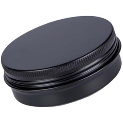 China OKCARTON 2oz 60ml Cosmetic Aluminum Tin Round Black Aluminum Cosmetic Containers Jars With Screw Lids For Spice Ointment Powder Candies for sale