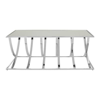 China New Design Popular Wholesale Modern Home Room Cafe Glass Console Table With Stainless Steel Base for sale