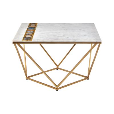 China STAINLESS STEEL WITH MARBLE modern style texture feet brushed gold stainless steel adjustable coffee table with marble for sale