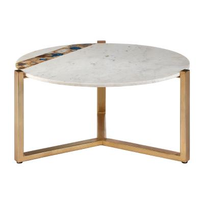 China STAINLESS STEEL WITH matching brushed stainless steel texture gold color marble modern coffee table for dining living room for sale