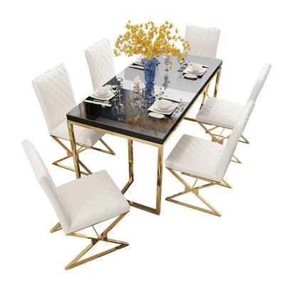 China Modern Dining Set Dining Chair High Quality Tempered Glass Restaurant Glass Dining Table for sale