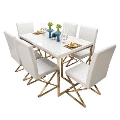 China Good Quality Home Furniture Convertible Top Dining Table Set Modern Design Dining Table Tempered Glass Cheap Beauty Type for sale