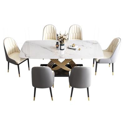 China Convertible Furniture Wholesale Design Nordic Modern Dining Tables Sintered Stone Metal Customized Style Stainless Steel Living Sets for sale