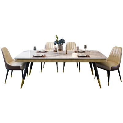 China Hot Sale Convertible Living Room Furniture Luxury Dining Table Set With Chairs Modern Dining Table For Whole Sale for sale