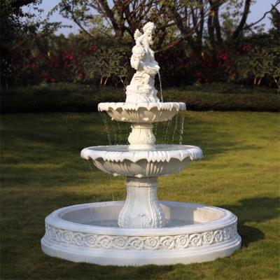 China Modern Classic Style Four Row Stone Fountains Water Angel Marble Garden Outdoor Marble Water Fountain For Sale for sale