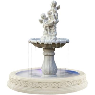 China Modern Natural Stone Marble Fountains Garden Decoration Marble Angel Hand Carved Outdoor Water Fountains For Sale for sale