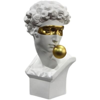 China Modern Natural White Marble Sculpture David Bust Michelangelo Greek Bust Sculpture for sale