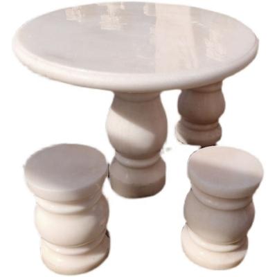 China Modern Outdoor Garden Leisure Furniture Granite Stone Set And Round Marble Table And Chairs Table for sale