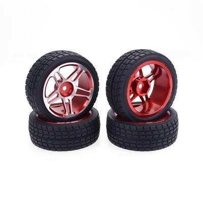 China RC Hobby RC 1/10 On Road Soft Tires & Aluminum Alloy Wheel Hexagon 12mm Red for sale