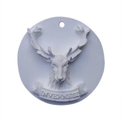 China Viable Deer Mirror Relief Plaster Pendants Head Decoration Hanging Rear View Vehicle Accessories for sale