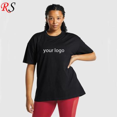 China Manufacturer Wholesale Plain Soft Anti-Wrinkle T-Shirt Customized Logo Blank Women Oversized Black Tee for sale