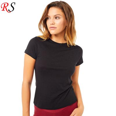 China News Design Quality Anti-Wrinkle Fit Slim Active Short Sleeve Women's Basic Black T-Shirt for sale