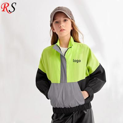 China Hot Selling Breathable Colorblock Zipper Quarter Jacket Girls Wind Reflective Fashionable Cool Sweater New for sale