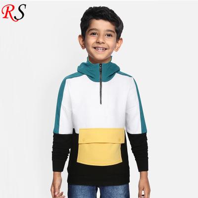 China China Regular Factory Wholesale Custom Little Boy Pullover Hoodie Color Block Hooded Sweatshirt for sale