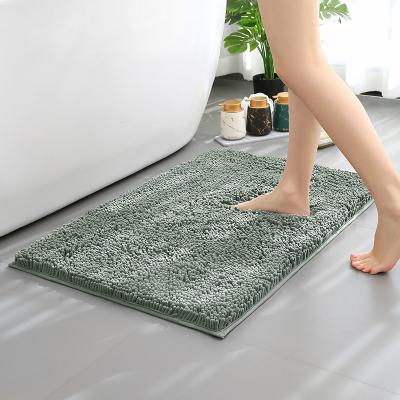 China Washable High Density Non Slip Luxury Chenille Bath Mat For Bathroom Extra Soft Absorbent Shaggy Microfiber Door Mat Covers for sale