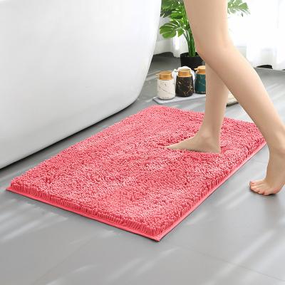 China Hot Selling Washable Microfiber Chenille Bathroom Blanket Hotel Yellow Absorbent Bath Mat Shaggy Bath Mats Non Slip for sale