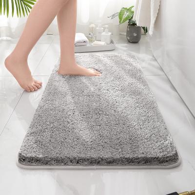 China Rectangle Washable Soft Microfiber Tufted Bathroom Carpets Shaggy Soft Anti-Slip Floor Carpets Home Decorative Non-Slip Bath Floor Mats for sale