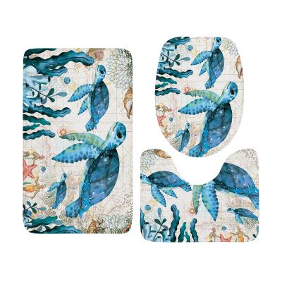 China Washable Bath Mat Set 3 Pieces Toilet Three Piece Bathroom Set Non Slip Bathroom Floor Mats for sale