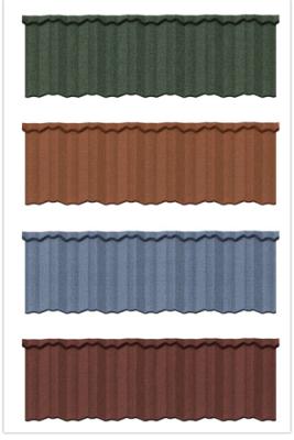 China Modern Classic Tile Bevel Edge Tile Colorful Stone Coated 0.40mm Aluzinc Roofing Sheets for Sale Warranty 30-50 Years for sale