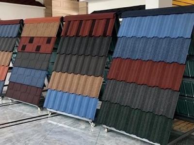 China Villas Roof Classical Tile Shingle Tile Top Roof Tile Color Stone Coated Bond Tile AZ70 Metal Tile 50 Years Warranty for sale