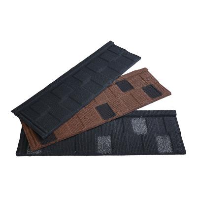 China Metal Stone Coated Roof Tile Shingle Design AZ100 Aluzinc Base Metal for sale