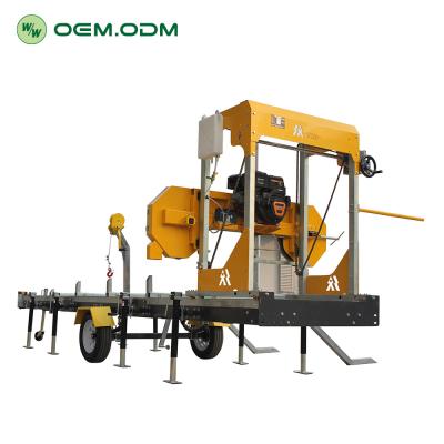 China Timber Log Cutting Band Saw Mill Machine With Trailer Portable Horizontal for sale