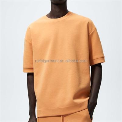 China OEM Anti-wrinkle loose fit with round neckline and short sleeves casual solid sweatshirt for men for sale