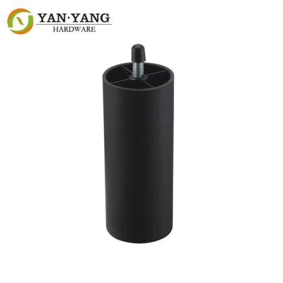 China Furniture leg black Rounded column Plastic Leg for Sofa with screw for sale