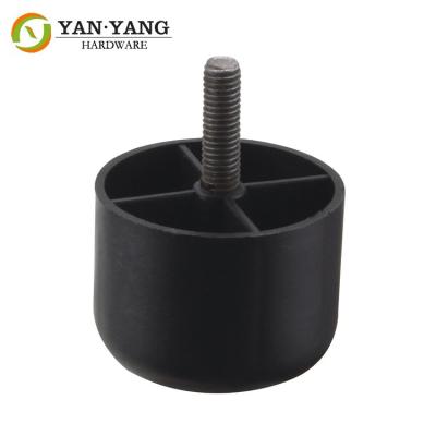 China Sofa black Rounded column Plastic Leg with screw Furniture leg for sale