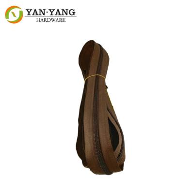 China NO. 5 brown nylon zipper Long Chain Metal Brass Nickle Teeth for sale