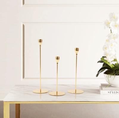 China Repeated Wedding Romantic Candle Holder Dinner Use Gold Color Candle Holder for sale