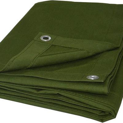 China Water Resistant 10ft x 16ft Olive Drab Canvas Heavy Duty 18 oz cotton tarp water resistant and breathable material for sale