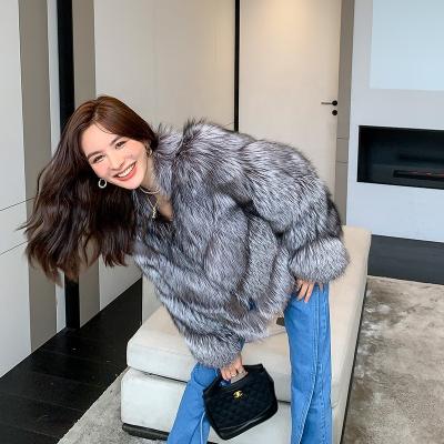 China 2022 Autumn Winter New China Silver Fox Fur Coats Fashionable Women's Warm High Quality Viable Fur Coats for sale