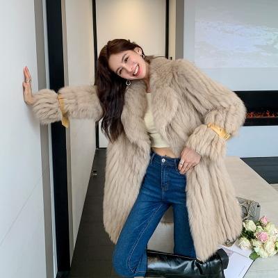 China 2022 Winter New Hot Selling Fox Fur Coat Fox Fur Coat Hot Sale New Real Long Fox Fur Coat Jacket Women Wholesale for sale